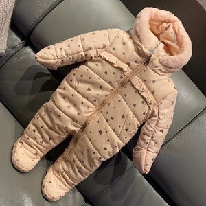 Pink baby girl snowsuit